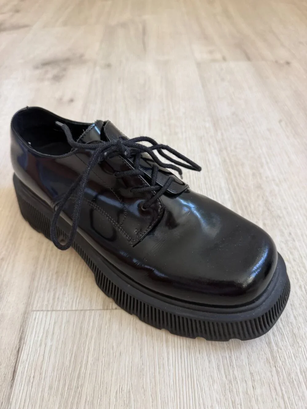 Jeffrey Campbell Black Y2K The Office Grunge Patent Platform Oxford Shoes 8.5